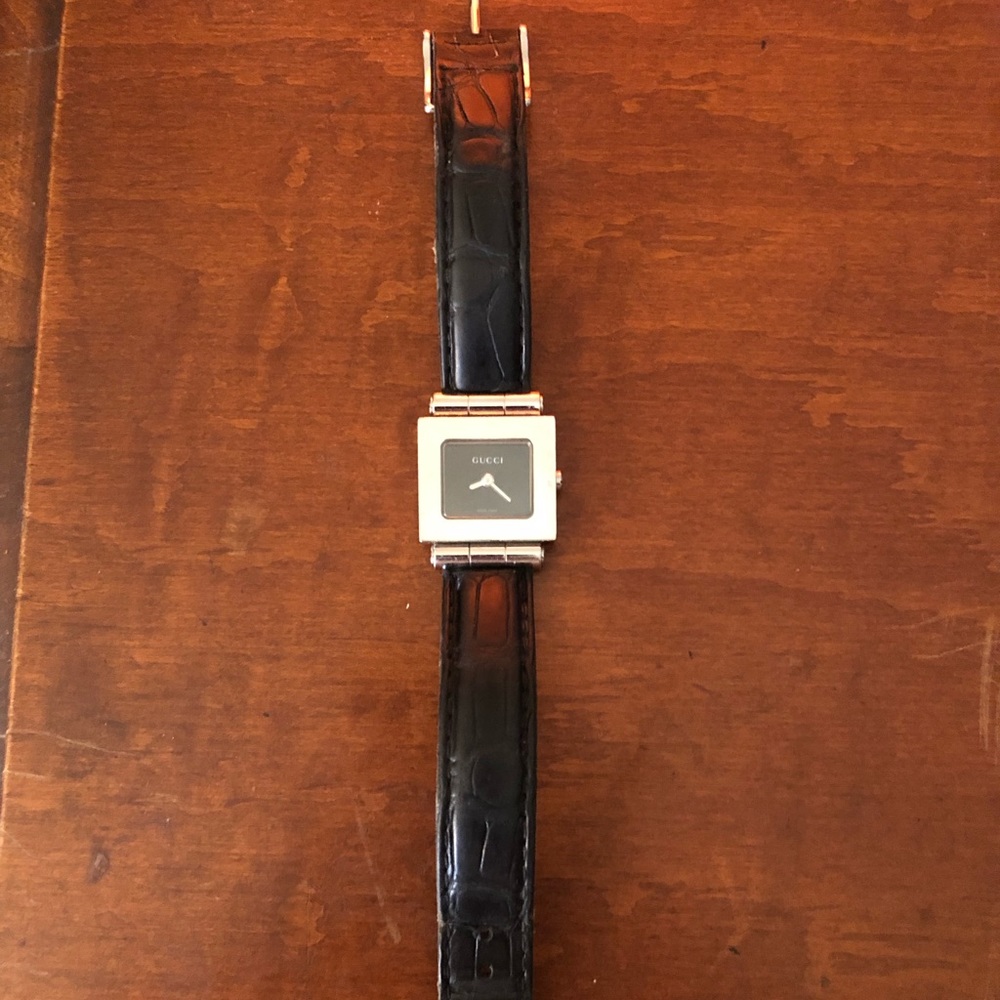 Gucci Watch with Black Leather Band